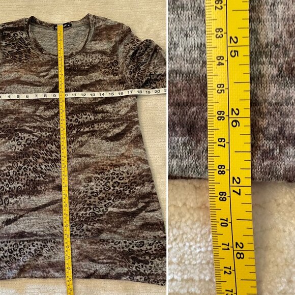 David Cline Womens Sweater Size M Animal Print Long Sleeve Fallcore Brown Tan - Picture 7 of 11